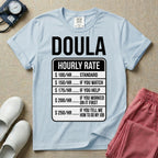 Funny Doula Hourly Rate Price Chart Labor Support T-Shirt-HugTee