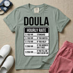 Funny Doula Hourly Rate Price Chart Labor Support T-Shirt-HugTee