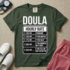 Funny Doula Hourly Rate Price Chart Labor Support T-Shirt-HugTee