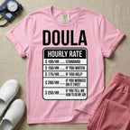 Funny Doula Hourly Rate Price Chart Labor Support T-Shirt-HugTee