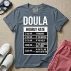 Funny Doula Hourly Rate Price Chart Labor Support T-Shirt-HugTee
