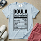 Funny Doula Nutrition Facts Birth Worker T-Shirt-HugTee