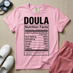 Funny Doula Nutrition Facts Birth Worker T-Shirt-HugTee
