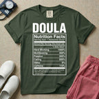 Funny Doula Nutrition Facts Birth Worker T-Shirt-HugTee