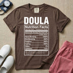 Funny Doula Nutrition Facts Birth Worker T-Shirt-HugTee