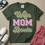 Retro Wife Mom Doula Groovy Birth Worker T-Shirt-HugTee