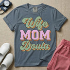 Retro Wife Mom Doula Groovy Birth Worker T-Shirt-HugTee