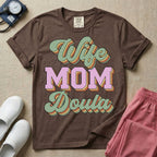 Retro Wife Mom Doula Groovy Birth Worker T-Shirt-HugTee