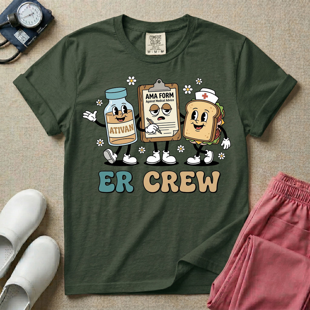 Retro ER Crew Funny Cartoon Emergency Room Nurse T-Shirt