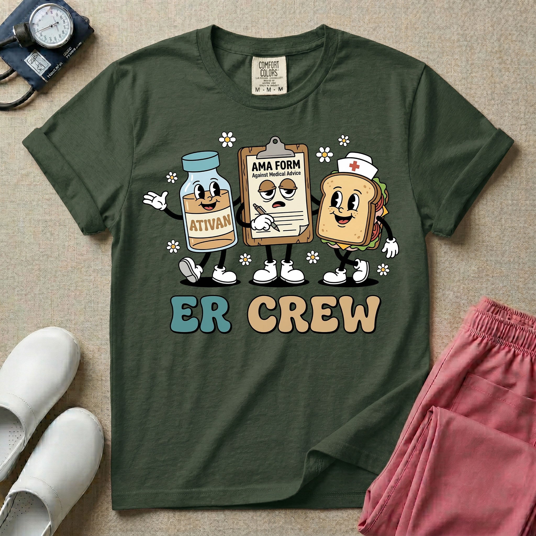 Retro ER Crew Funny Cartoon Emergency Room Nurse T-Shirt