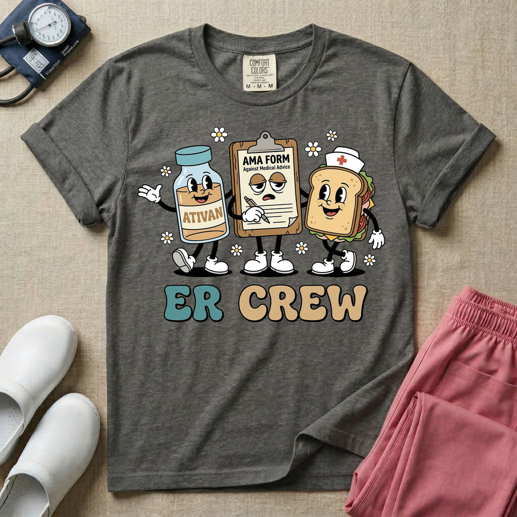Retro ER Crew Funny Cartoon Emergency Room Nurse T-Shirt