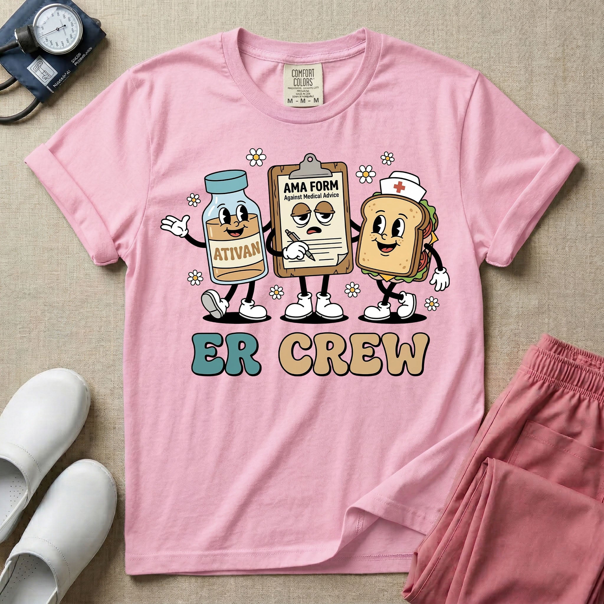 Retro ER Crew Funny Cartoon Emergency Room Nurse T-Shirt