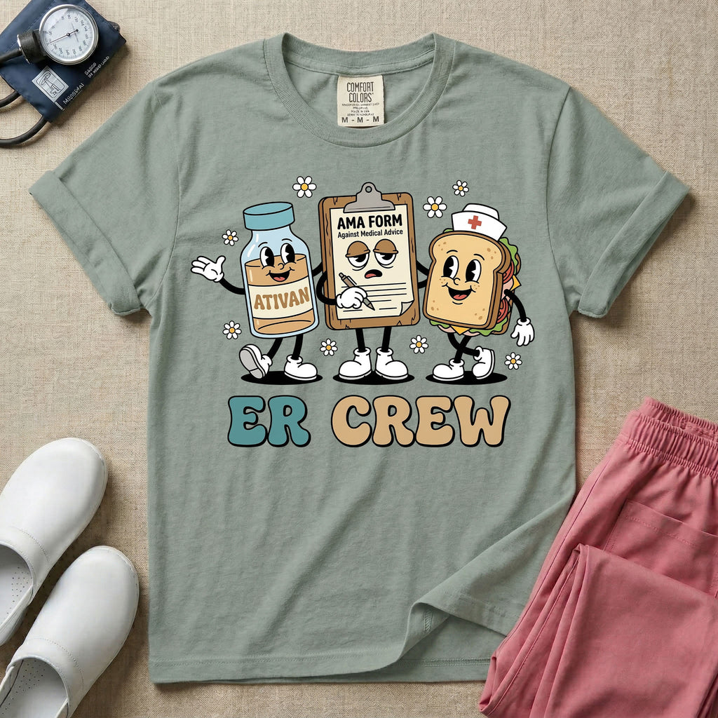 Retro ER Crew Funny Cartoon Emergency Room Nurse T-Shirt