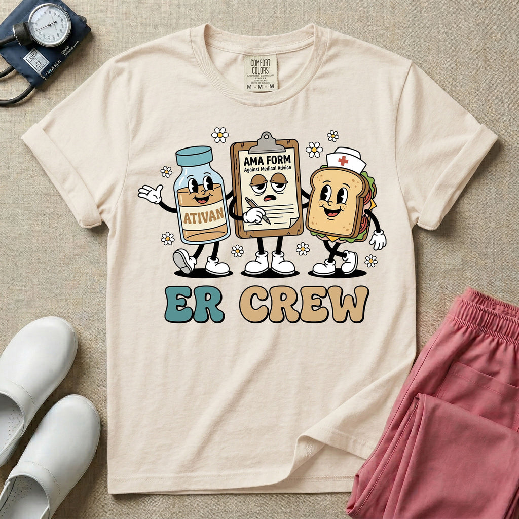 Retro ER Crew Funny Cartoon Emergency Room Nurse T-Shirt