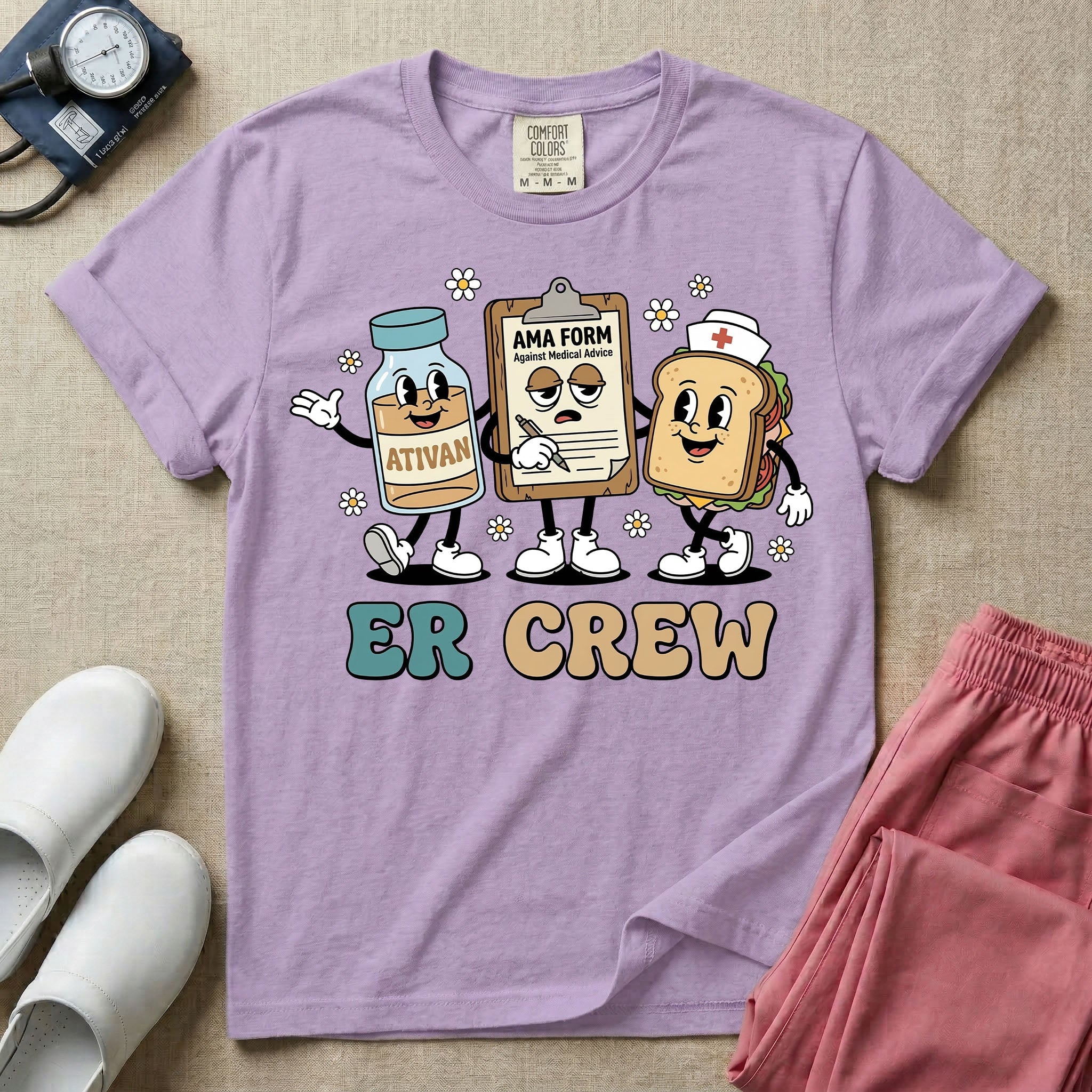 Retro ER Crew Funny Cartoon Emergency Room Nurse T-Shirt