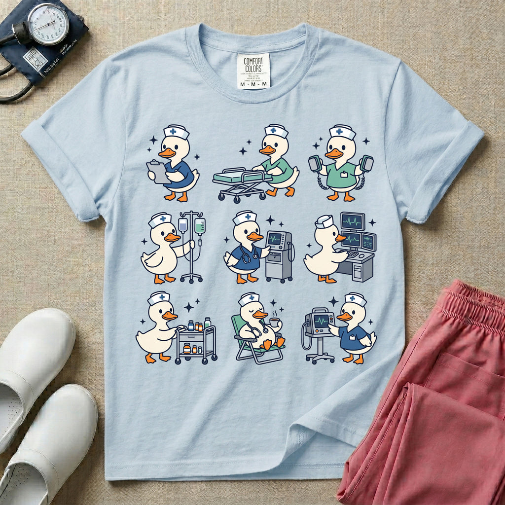 Cute Duck Nurse Hospital Routine Daily Shift T-Shirt