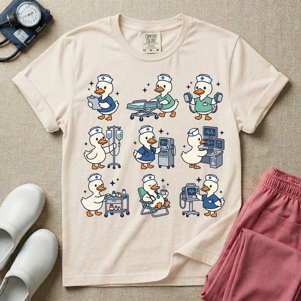 Cute Duck Nurse Hospital Routine Daily Shift T-Shirt