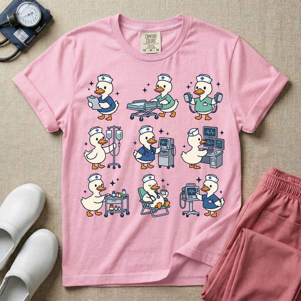 Cute Duck Nurse Hospital Routine Daily Shift T-Shirt