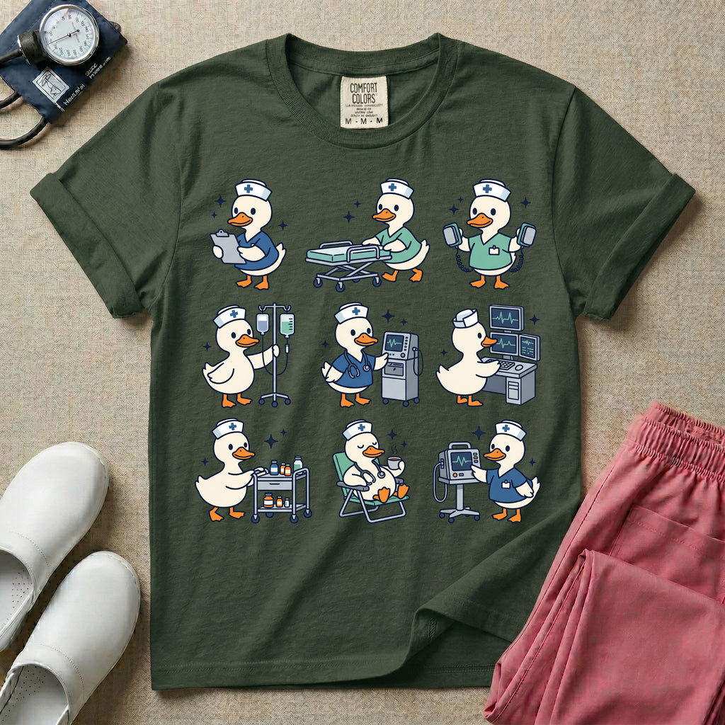 Cute Duck Nurse Hospital Routine Daily Shift T-Shirt