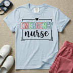 Retro Pastel Emergency Nurse ER Heart Frame T-Shirt
