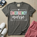 Retro Pastel Emergency Nurse ER Heart Frame T-Shirt