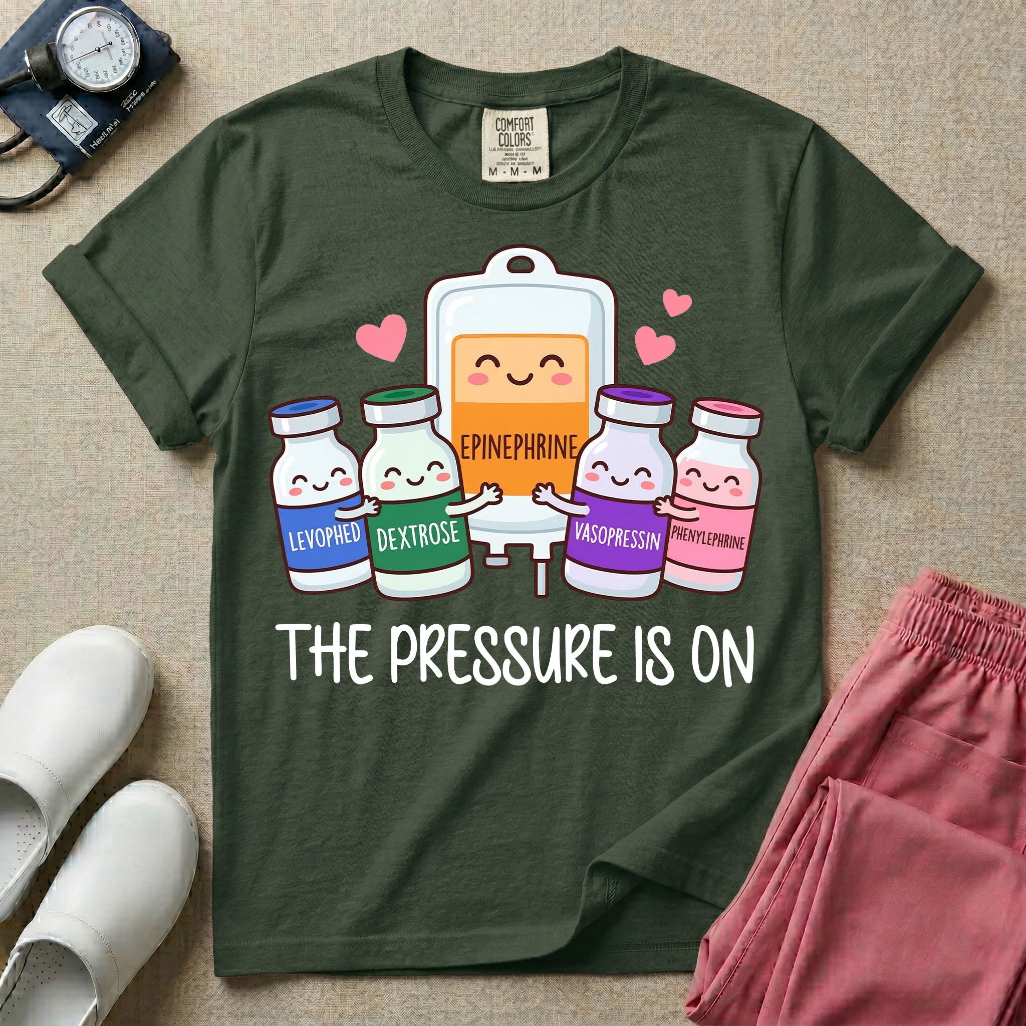 Funny The Pressure Is On Vasopressors ICU ER Nurse T-Shirt