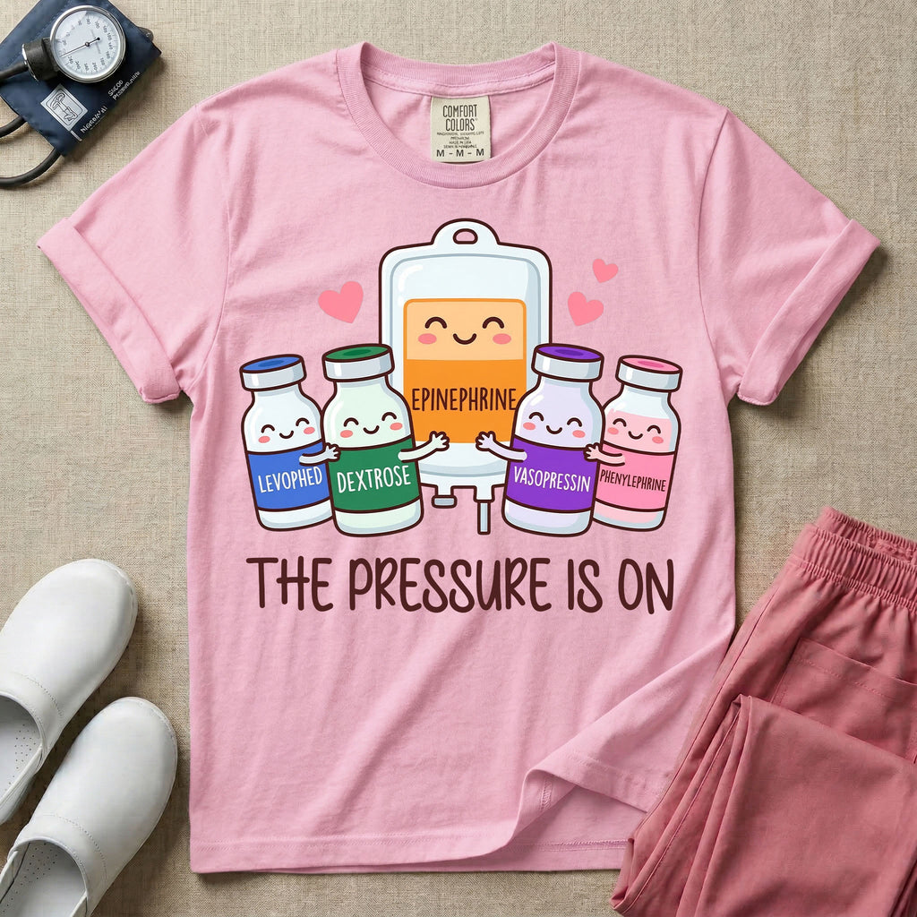Funny The Pressure Is On Vasopressors ICU ER Nurse T-Shirt