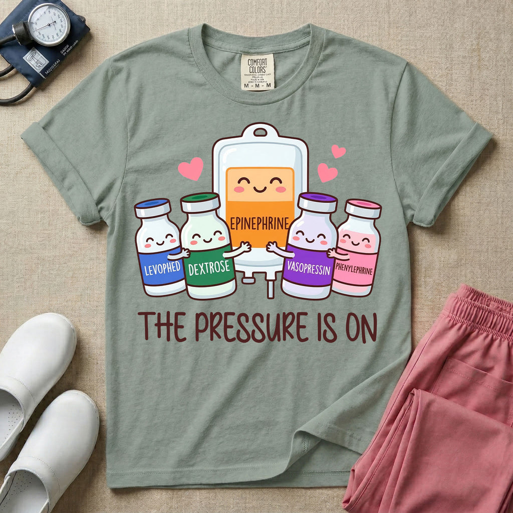 Funny The Pressure Is On Vasopressors ICU ER Nurse T-Shirt