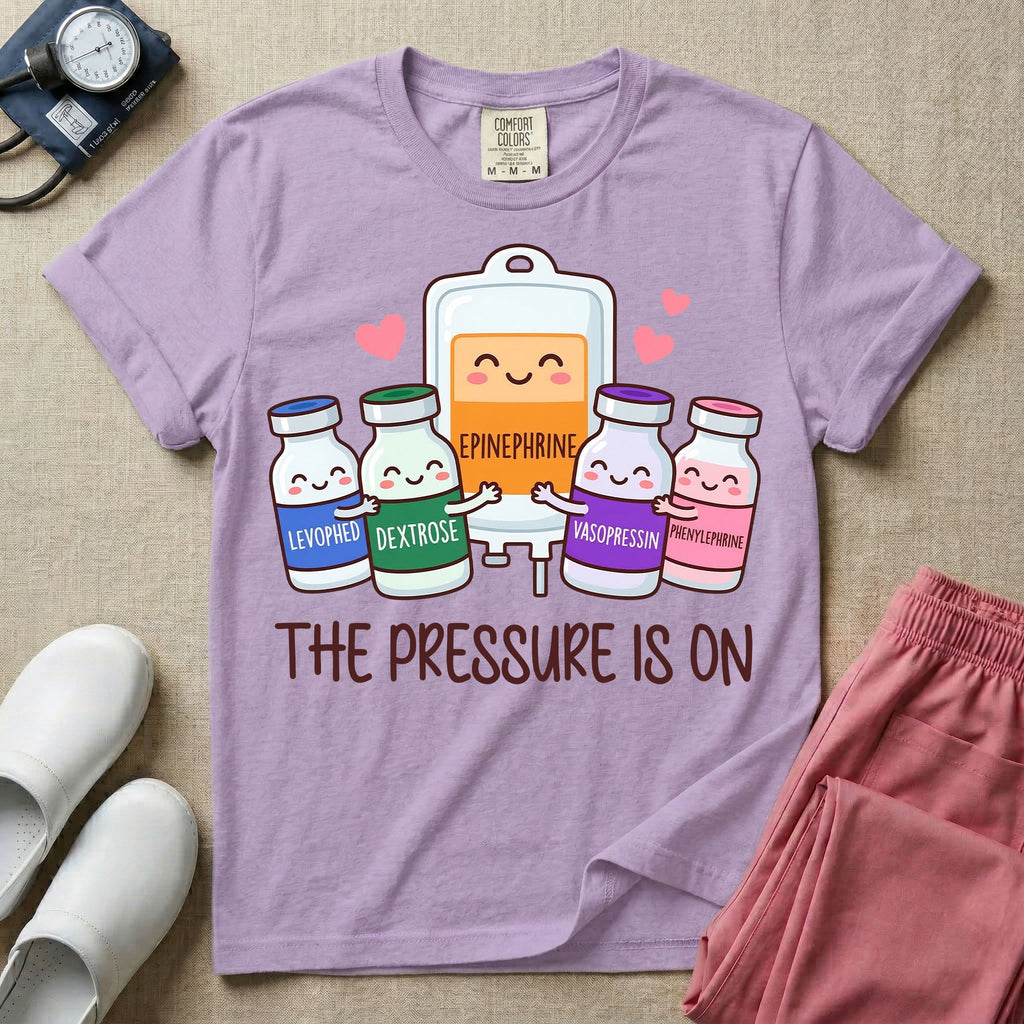 Funny The Pressure Is On Vasopressors ICU ER Nurse T-Shirt