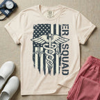 Patriotic ER Squad Caduceus American Flag Emergency Room Nurse T-Shirt