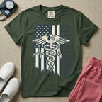 Patriotic ER Squad Caduceus American Flag Emergency Room Nurse T-Shirt