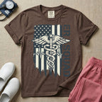 Patriotic ER Squad Caduceus American Flag Emergency Room Nurse T-Shirt