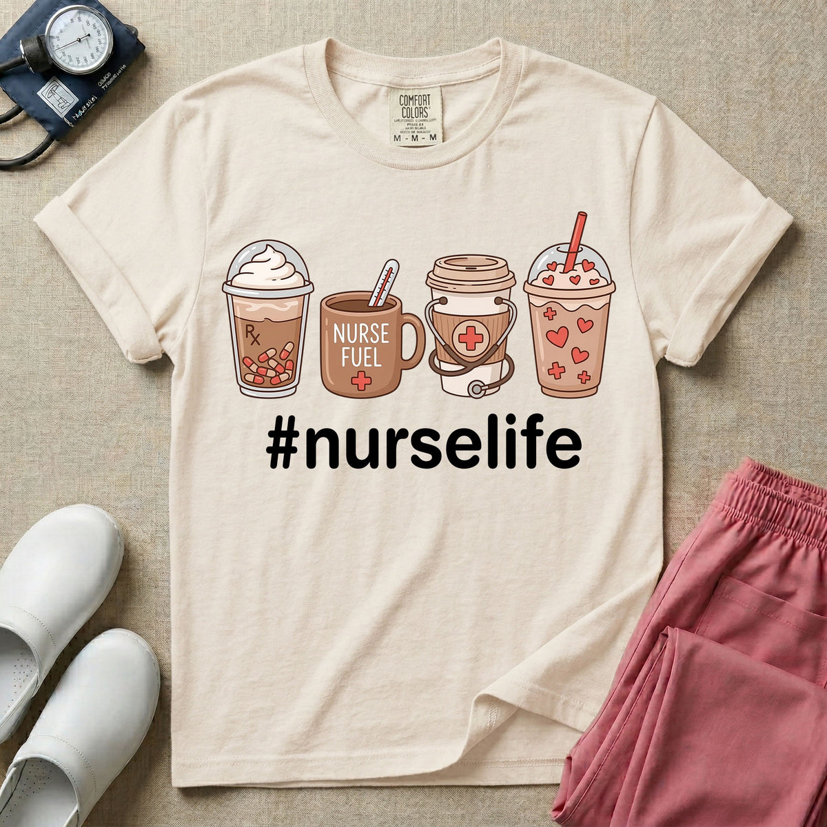 Cute Coffee Lover Nurse Fuel Hashtag Nurse Life T-Shirt-T-Shirt-HugTee