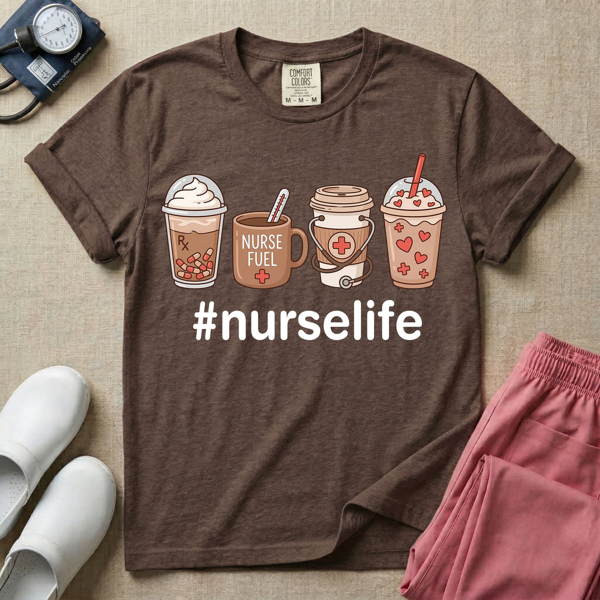 Cute Coffee Lover Nurse Fuel Hashtag Nurse Life T-Shirt-T-Shirt-HugTee