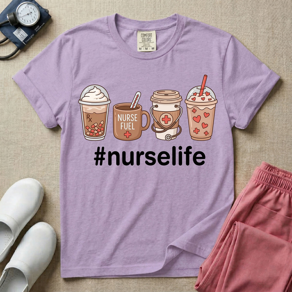 Cute Coffee Lover Nurse Fuel Hashtag Nurse Life T-Shirt-T-Shirt-HugTee