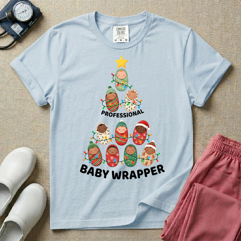 Professional Baby Wrapper Christmas NICU Nurse T-Shirt-T-Shirt-HugTee