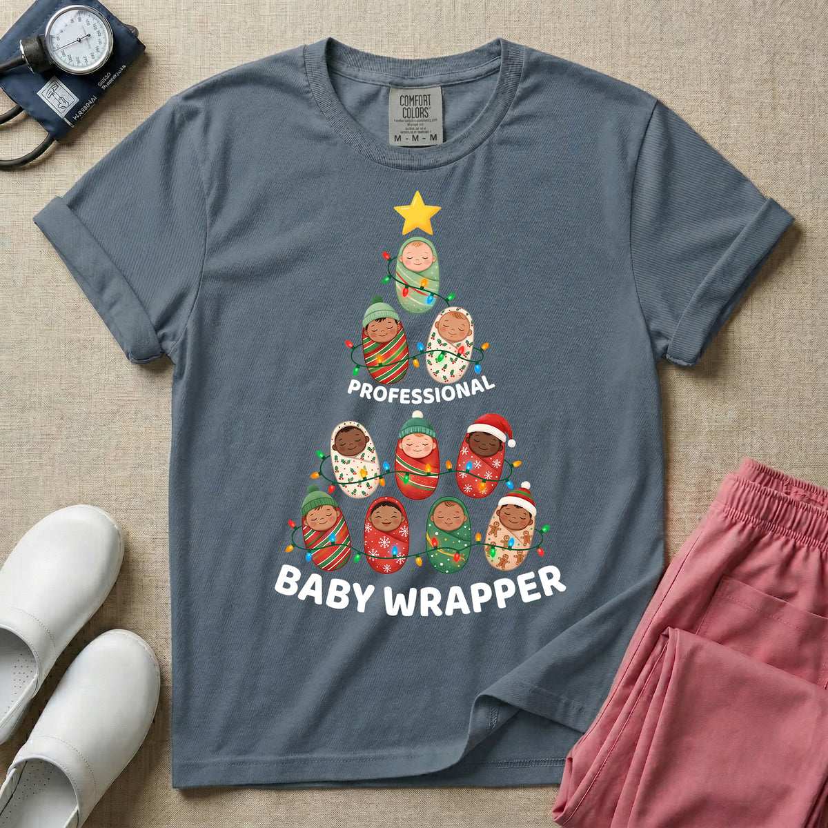 Professional Baby Wrapper Christmas NICU Nurse T-Shirt-T-Shirt-HugTee