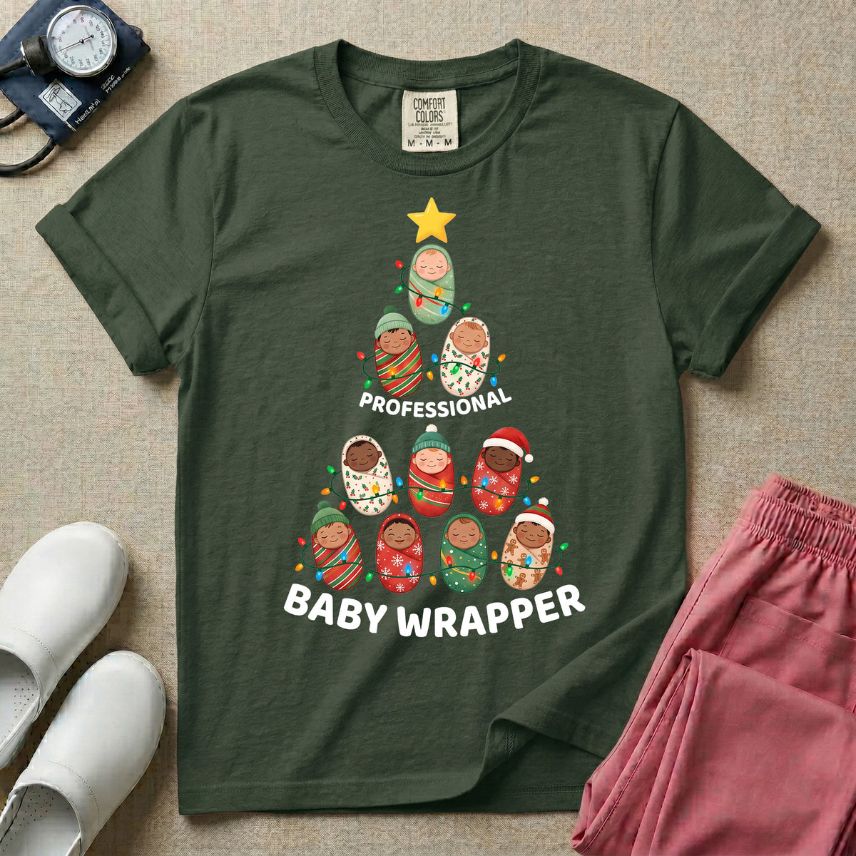 Professional Baby Wrapper Christmas NICU Nurse T-Shirt-T-Shirt-HugTee