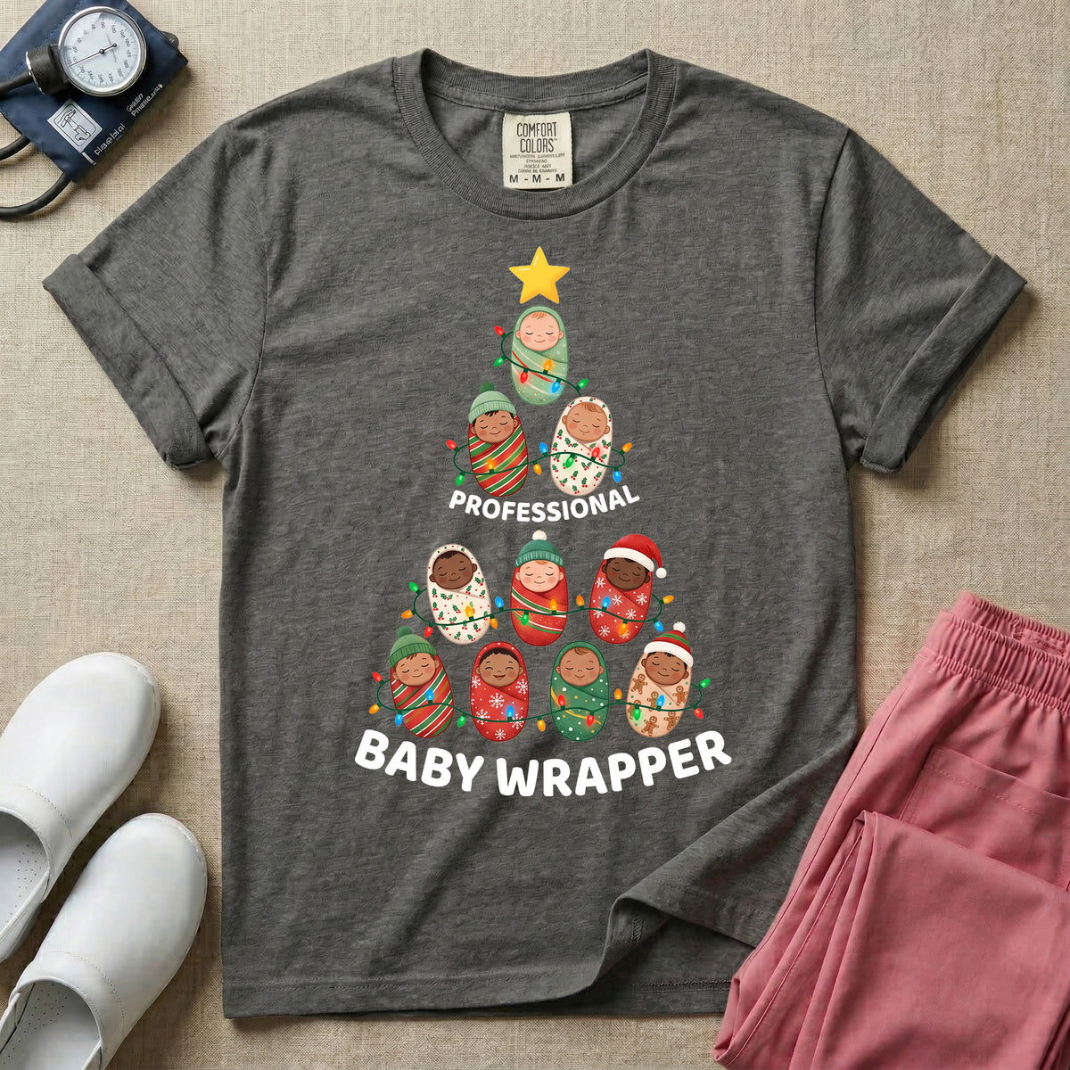 Professional Baby Wrapper Christmas NICU Nurse T-Shirt-T-Shirt-HugTee
