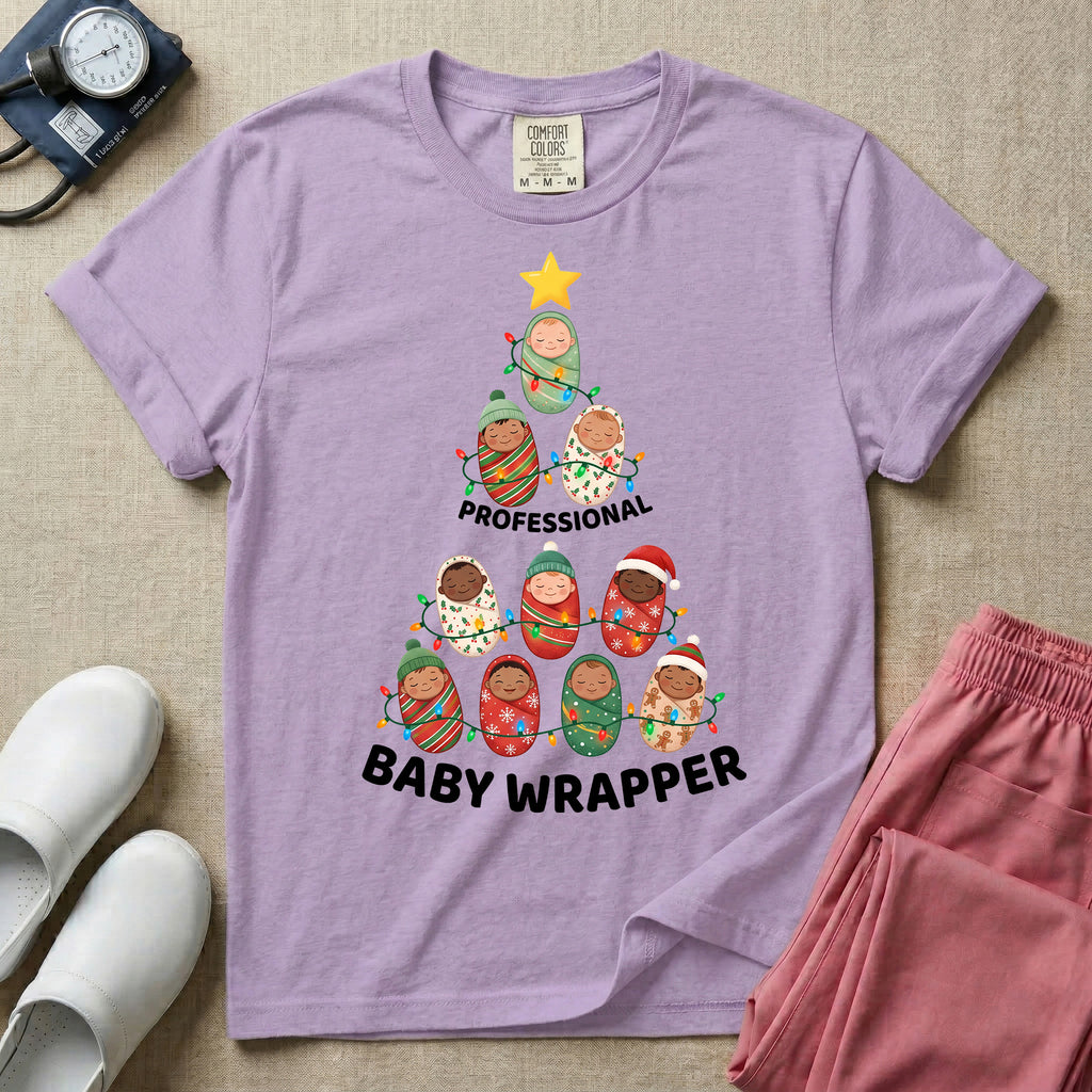 Professional Baby Wrapper Christmas NICU Nurse T-Shirt-T-Shirt-HugTee