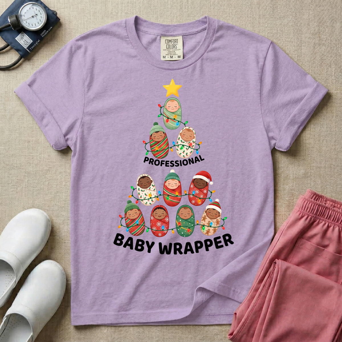 Professional Baby Wrapper Christmas NICU Nurse T-Shirt-T-Shirt-HugTee