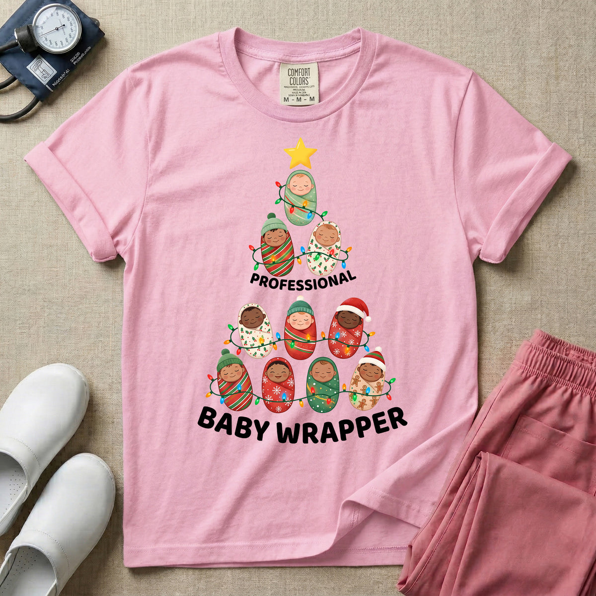 Professional Baby Wrapper Christmas NICU Nurse T-Shirt-T-Shirt-HugTee