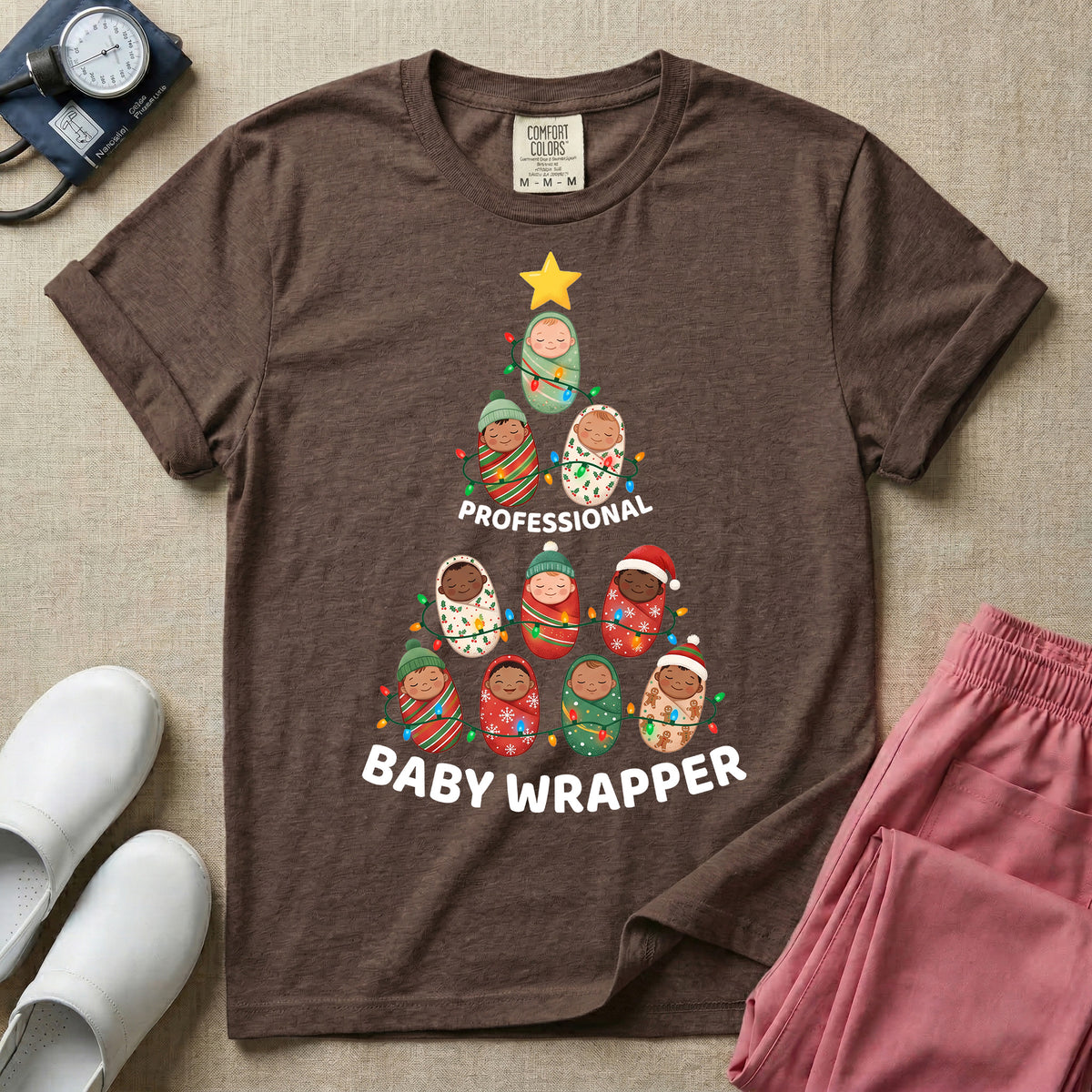 Professional Baby Wrapper Christmas NICU Nurse T-Shirt-T-Shirt-HugTee
