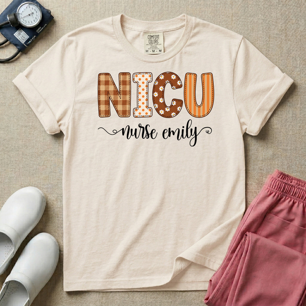 Personalized NICU Nurse Fall Plaid Retro T-Shirt-T-Shirt-HugTee