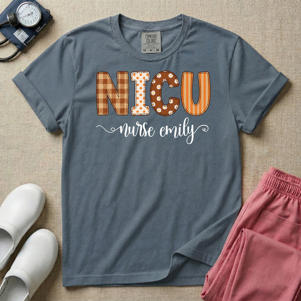 Personalized NICU Nurse Fall Plaid Retro T-Shirt-T-Shirt-HugTee