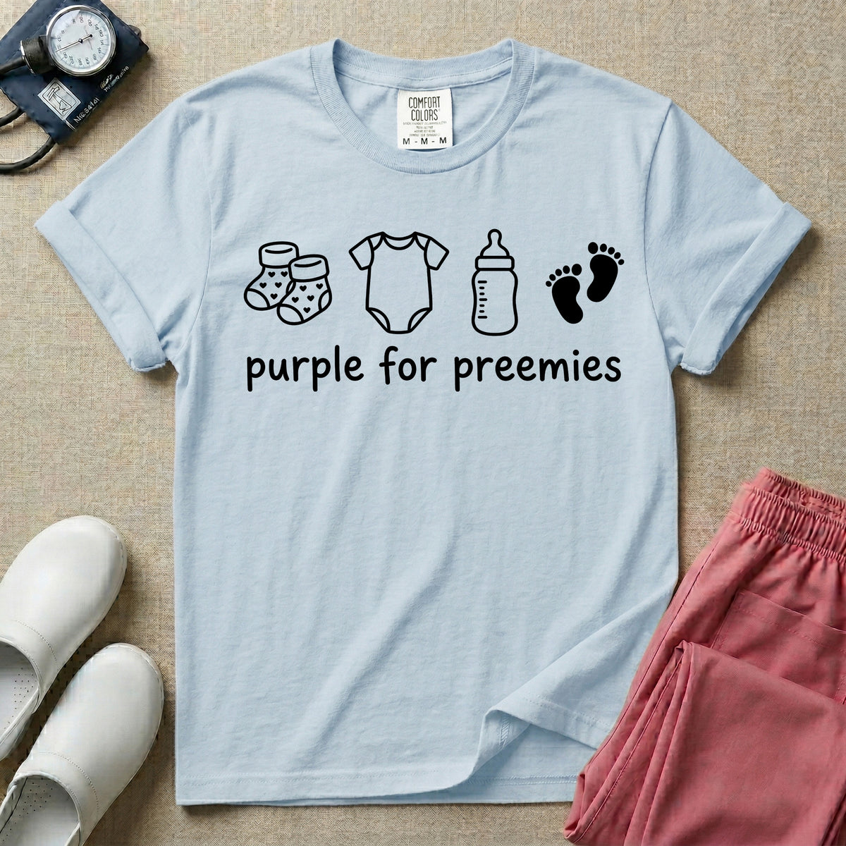 Purple for Preemies NICU Nurse Prematurity Awareness T-Shirt-T-Shirt-HugTee