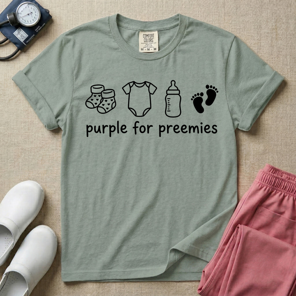 Purple for Preemies NICU Nurse Prematurity Awareness T-Shirt-T-Shirt-HugTee