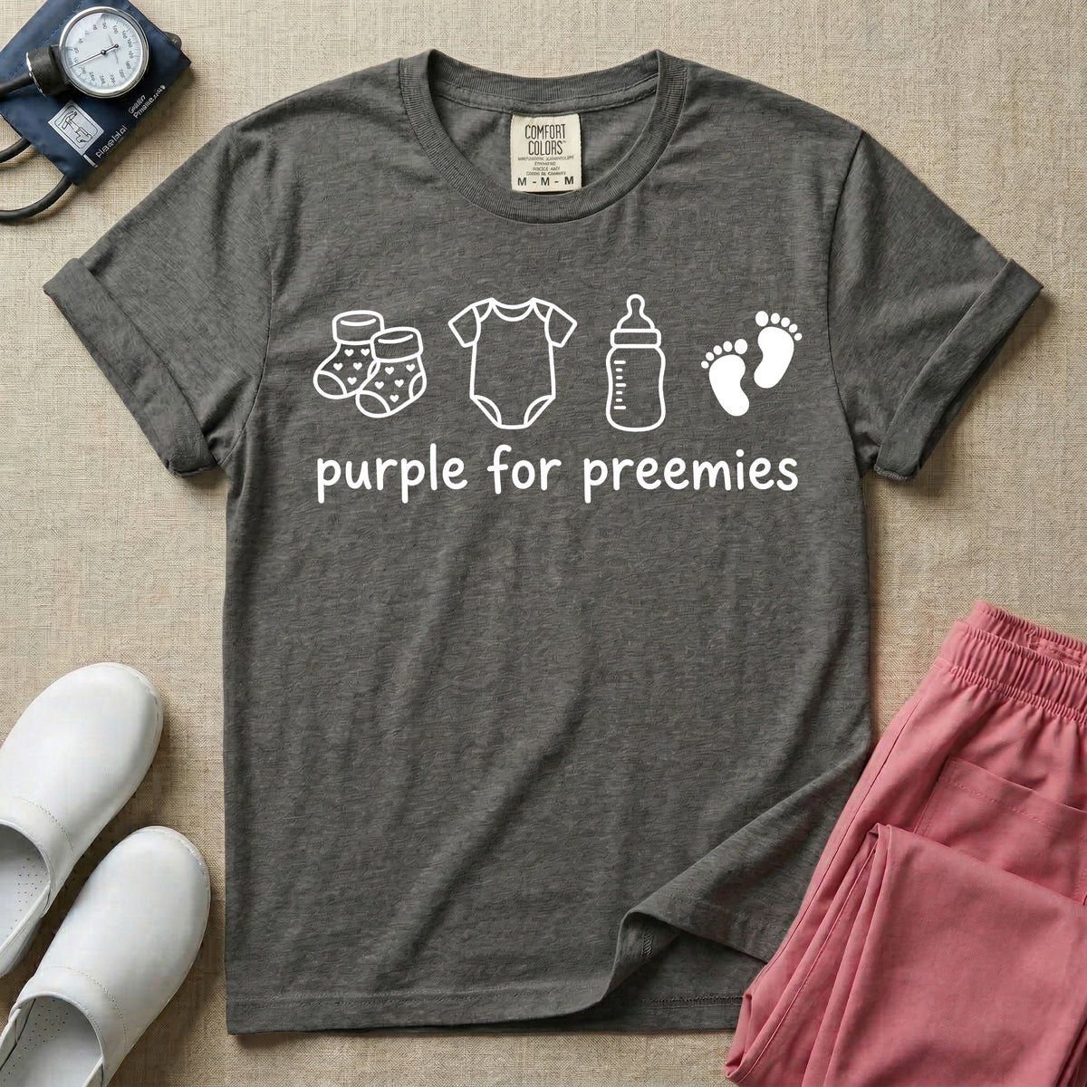 Purple for Preemies NICU Nurse Prematurity Awareness T-Shirt-T-Shirt-HugTee