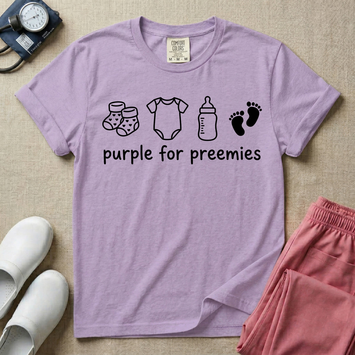Purple for Preemies NICU Nurse Prematurity Awareness T-Shirt-T-Shirt-HugTee