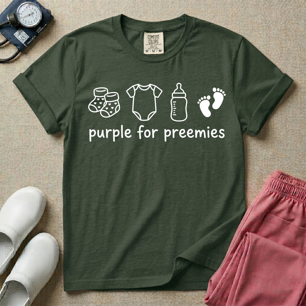 Purple for Preemies NICU Nurse Prematurity Awareness T-Shirt-T-Shirt-HugTee